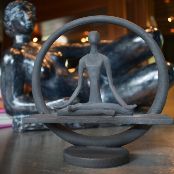 Adam & Friends Home Decor Yoga Meditation Circle Sculpture | 1-Piece | Black - Picture 5 of 6